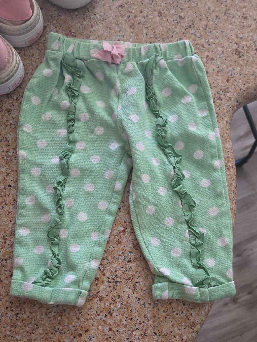 Girls' Green Polka Dot Ruffle A Wonderful World Pants